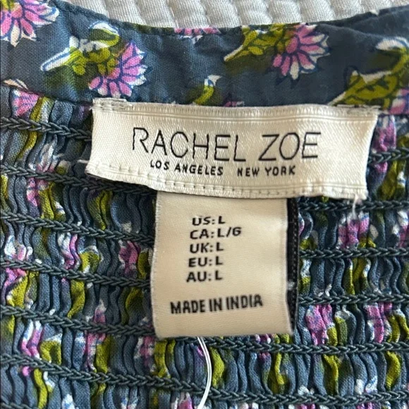 Rachel Zoe Blue and Pink Cotton Floral Top - Picture 2 of 8